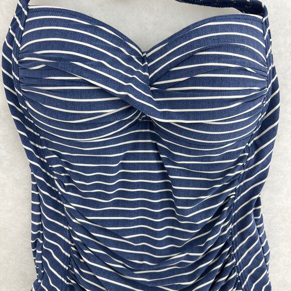 Niptuck Swim US 6 Blue White Striped Convertible One Piece Swimsuit Swimwear - Picture 2 of 10